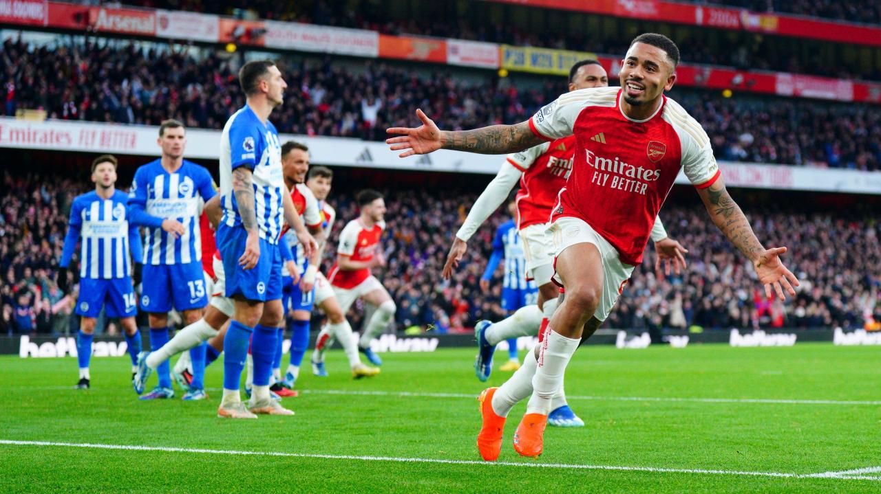 Arsenal vs Brighton: Jesus and Havertz goals send hosts top