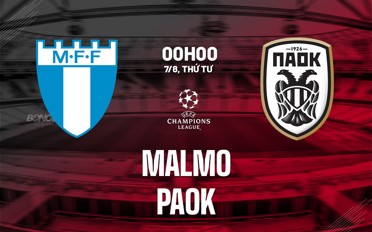 Nhận định bóng đá Malmo vs PAOK Champions League hôm nay