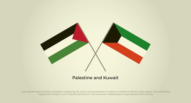 Premium Vector | Crossed flags of Palestine and Kuwait. Official colors.  Correct proportion