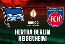 Nhận định Hertha BSC vs Heidenheim, 00h00 ngày 31/10 Nhận định bóng đá Hertha Berlin vs Heidenheim Cúp QG Đức