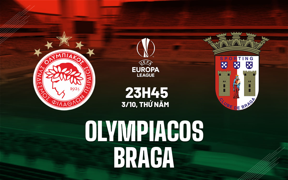 Nhận định bóng đá Olympiacos vs Braga Europa League hôm nay