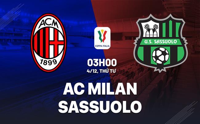 Nhận định bóng đá AC Milan vs Sassuolo Coppa Italia hôm nay