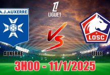 Nhận định Auxerre vs Lille, 03h00 ngày 11/01 Nhận định Auxerre vs Lille (3h00, 11/1) bóng đá Ligue 1 Pháp 2025: Khách tạo thêm kỷ lục