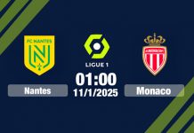 Nhận định Nantes vs AS Monaco, 01h00 ngày 11/01 Nhận định bóng đá Nantes vs Monaco, 01h00 hôm nay 11/1/2025
