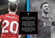 Liverpool thông báo sẽ treo áo vĩnh viễn số 20 của Diogo Jota Liverpool quyết định treo vĩnh viễn áo số 20 để tưởng niệm Diogo Jota - Bongdaplus.vn