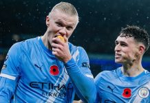 Haaland và Foden ăn mừng lạ lùng