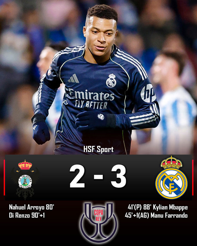 Mbappe tiếp tục "gánh" Real với việc lập cú đúp ở trận thắng Talavera ở Cúp Nhà vua