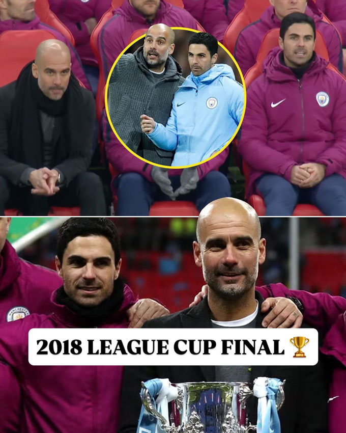 Arteta từng cùng Pep đánh bại Arsenal ở chung kết Cúp Liên đoàn năm 2018 và giờ sẽ đối đầu ông thầy cũ ở chung kết năm 2026