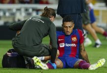 Barca lo sốt vó: Raphinha chấn thương trước loạt trận quyết định Raphinha vừa dính chấn thương khi làm nhiệm vụ ở ĐTQG